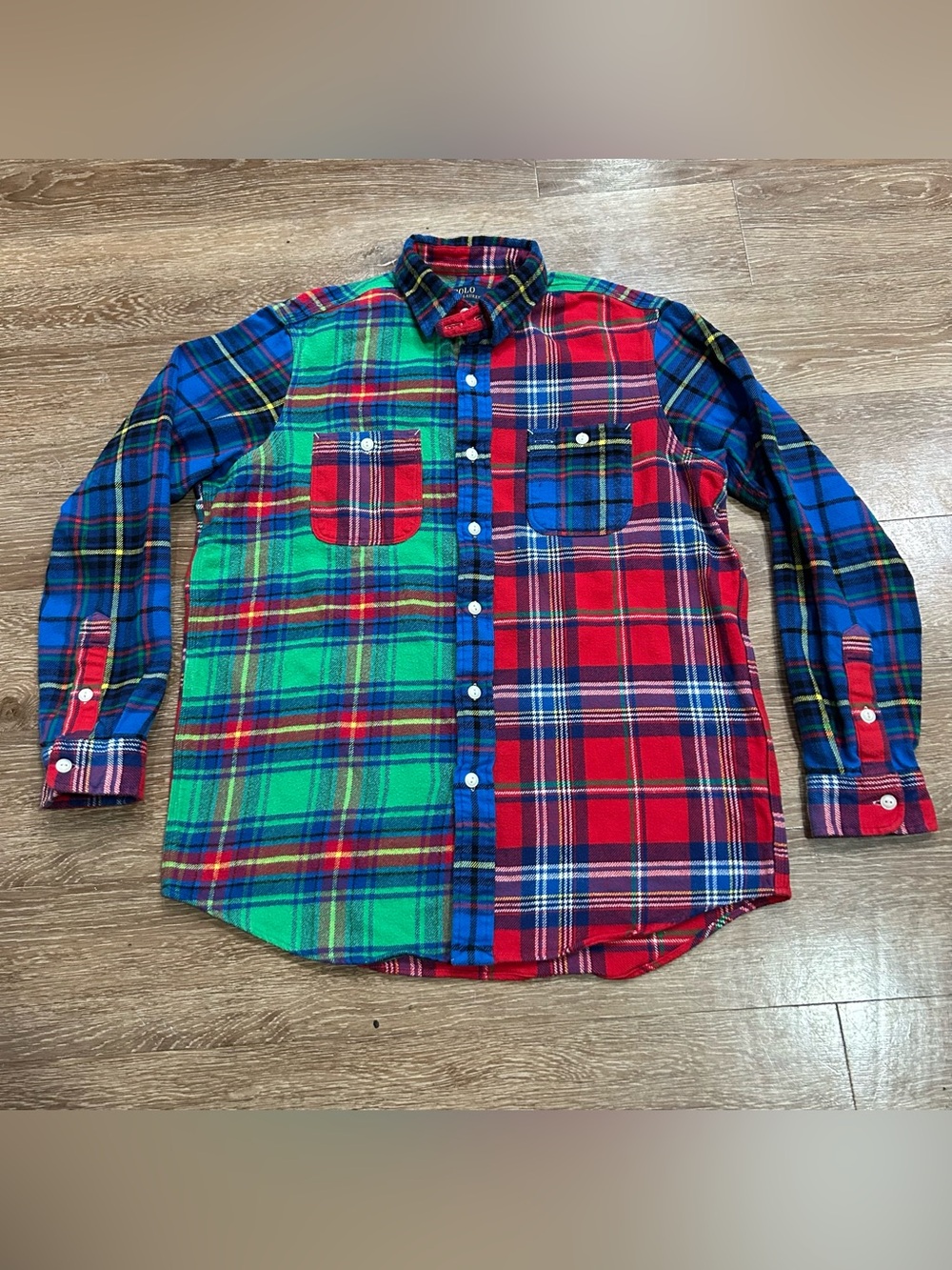 Polo Ralph Lauren Colorblock Plaid Flannel Shirt Men’s Large Classic Fit Tartan